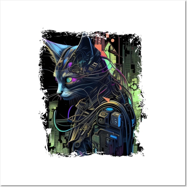 Cyberpunk Cat Thou Shalt Not try Me Wall Art by Wesley Mcanderson Jones